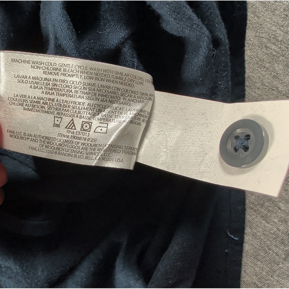 WOOLRICH Green Label Mens LS Shirt Chamois Cloth Flannel‎ Forest Navy L #5578 - Picture 9 of 9